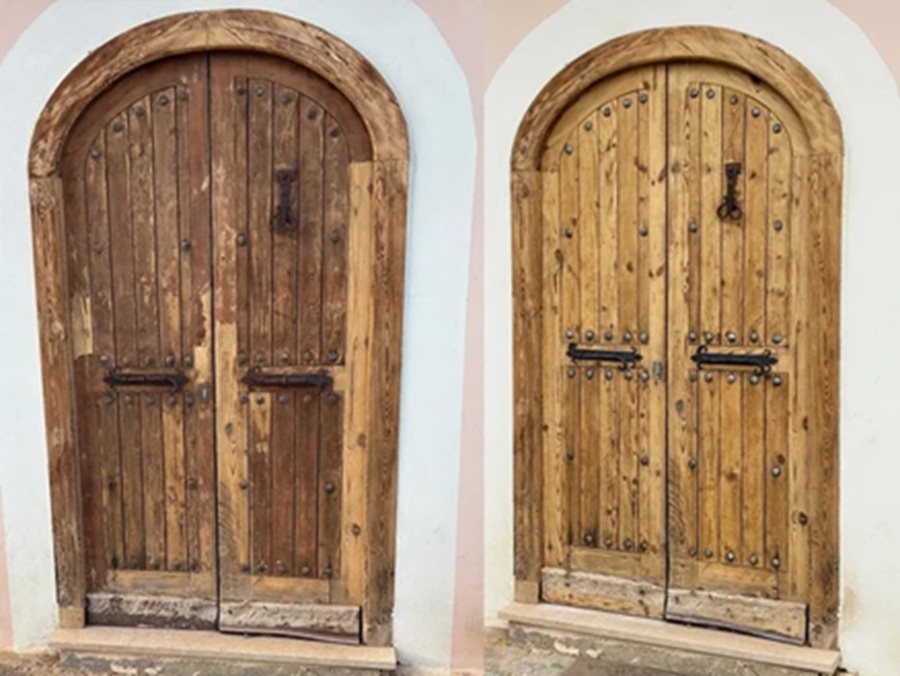 Practical Case of Cleaning a Wooden Door Using a Laser Paint Removal Machine