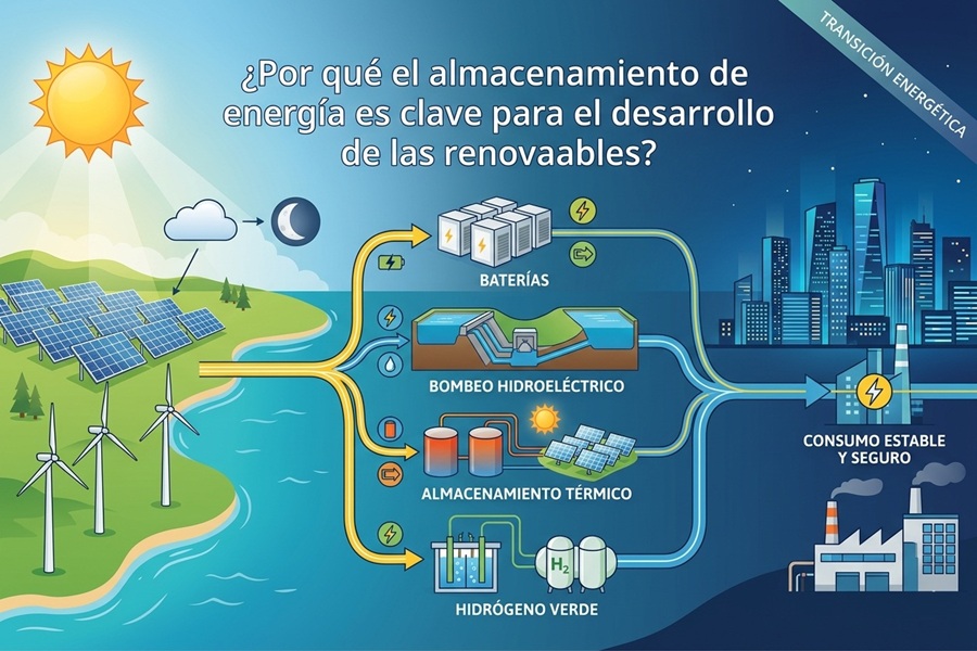 El almacenamiento energ�tico es clave para el desarrollo de las energ�as renovables permitiendo un consumo el�ctrico estable y seguro