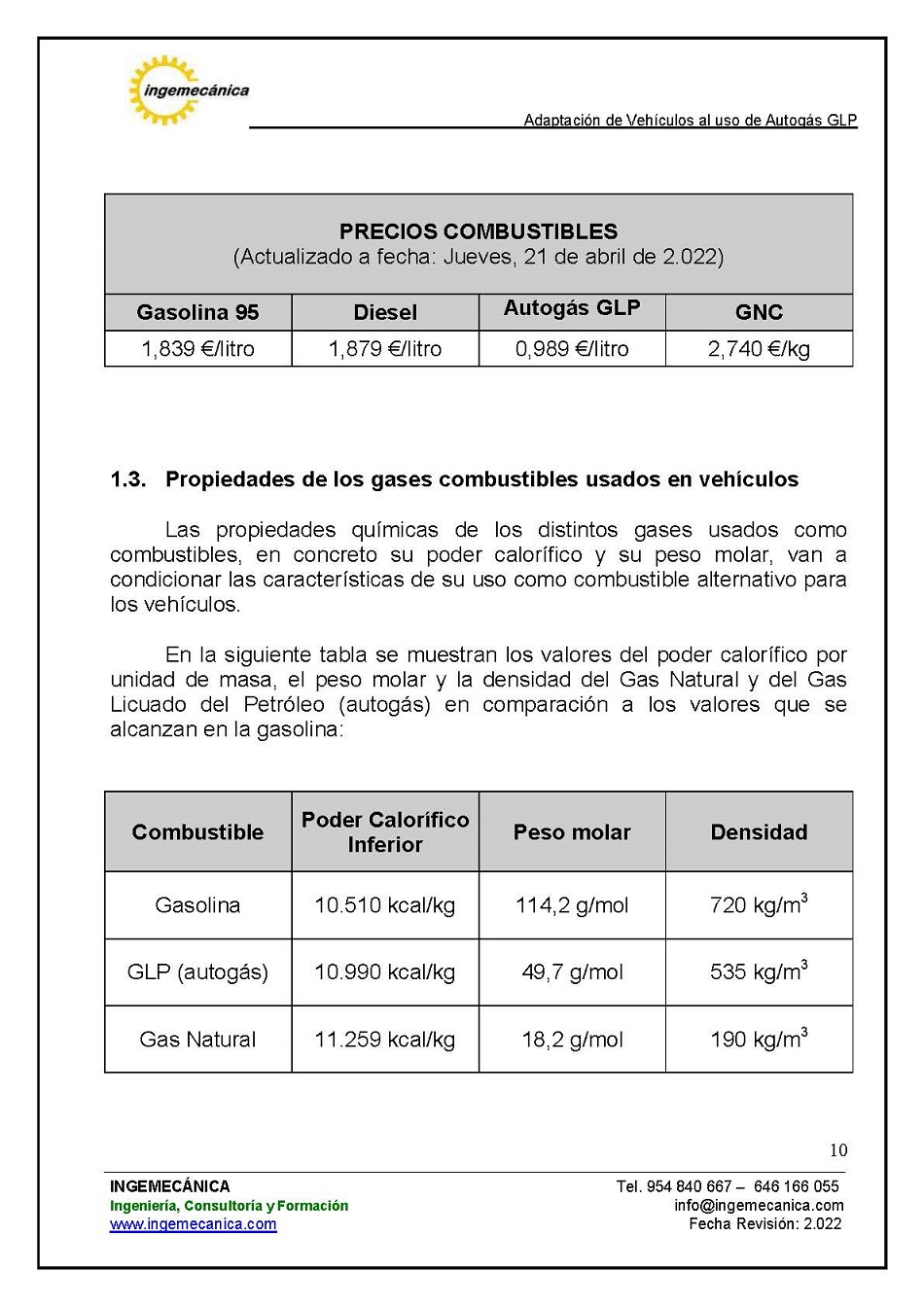 Curso para la Adaptacin de Vehculos al uso de Autogs GLP. Pgina 10