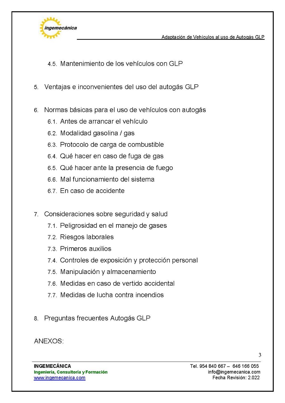 Curso para la Adaptacin de Vehculos al uso de Autogs GLP. Pgina 3