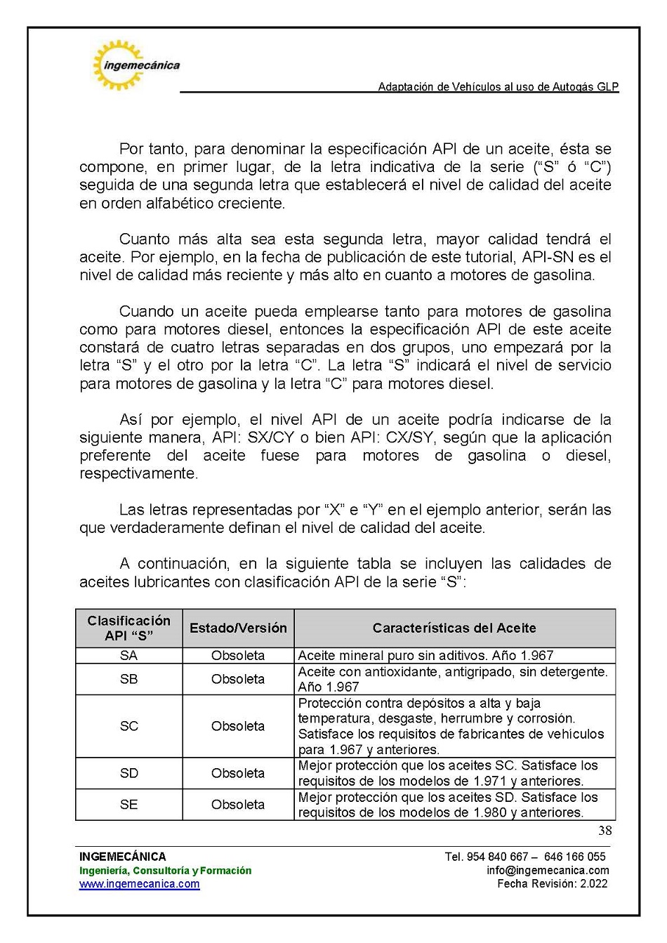 Curso para la Adaptacin de Vehculos al uso de Autogs GLP. Pgina 38