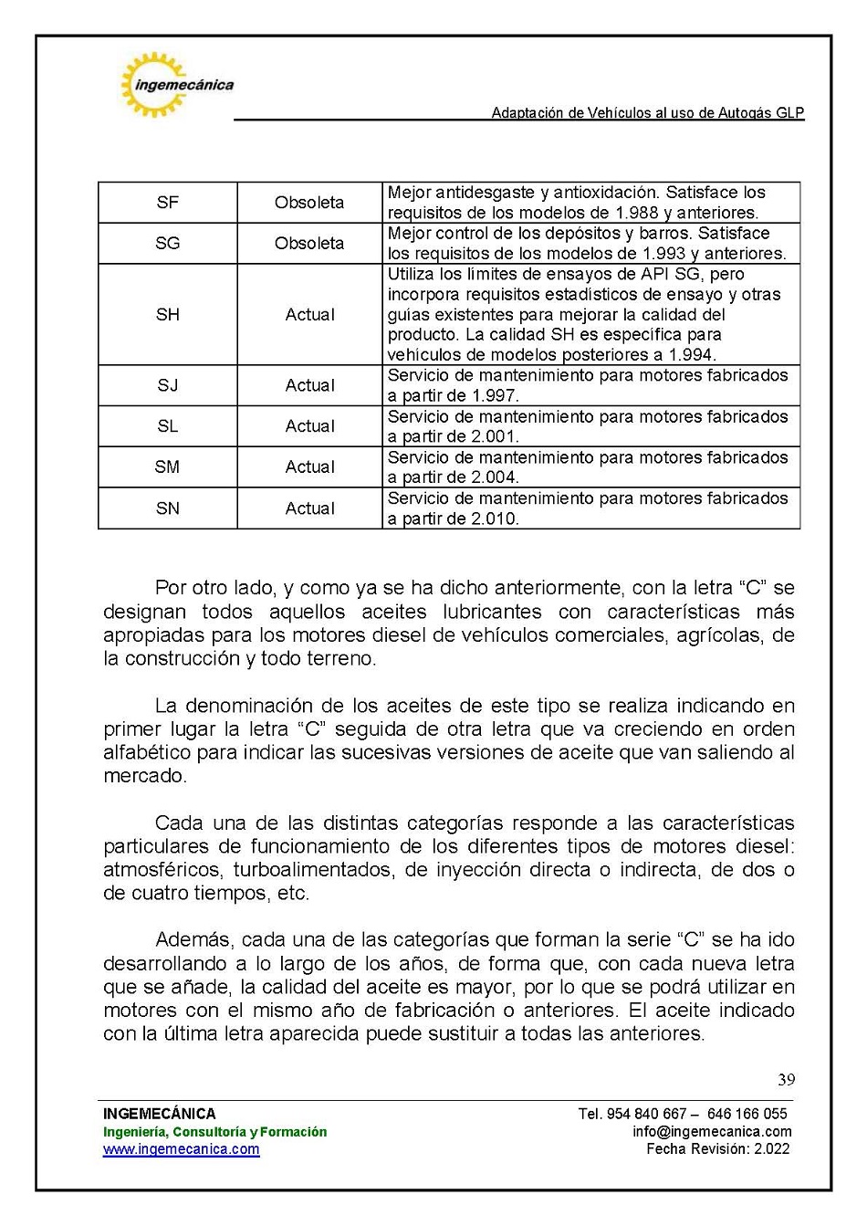 Curso para la Adaptacin de Vehculos al uso de Autogs GLP. Pgina 39