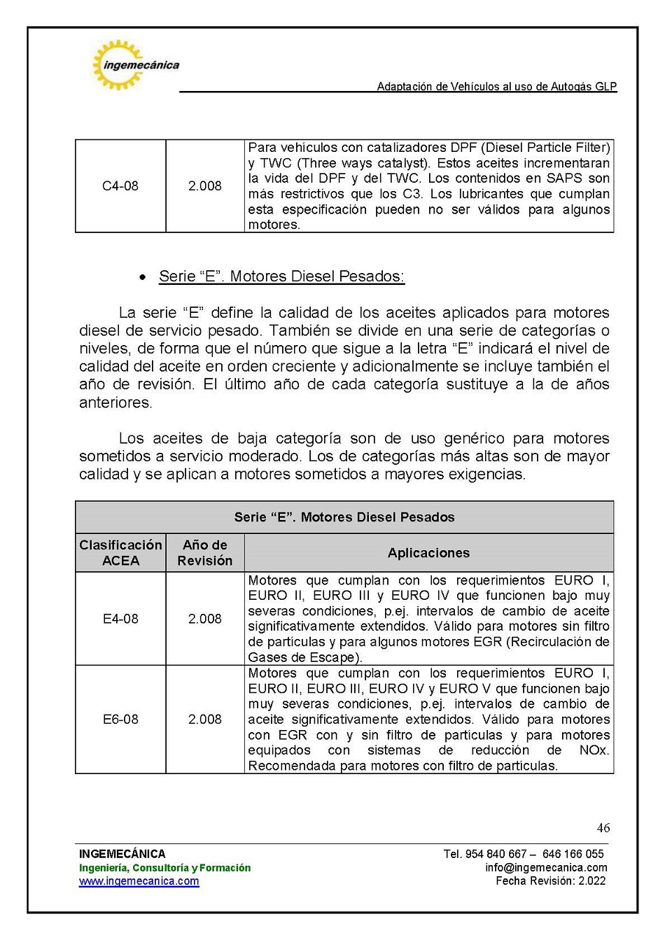 Curso para la Adaptacin de Vehculos al uso de Autogs GLP. Pgina 46