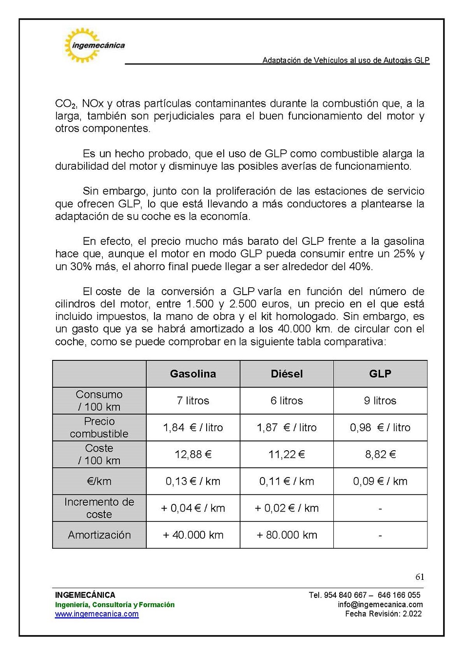 Curso para la Adaptacin de Vehculos al uso de Autogs GLP. Pgina 61