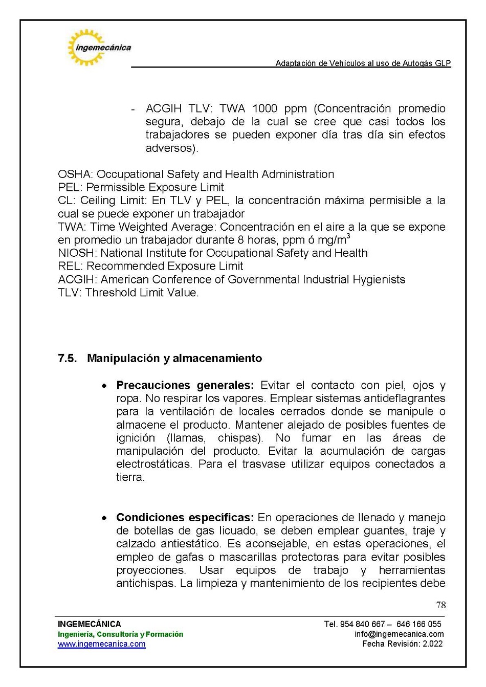 Curso para la Adaptacin de Vehculos al uso de Autogs GLP. Pgina 78