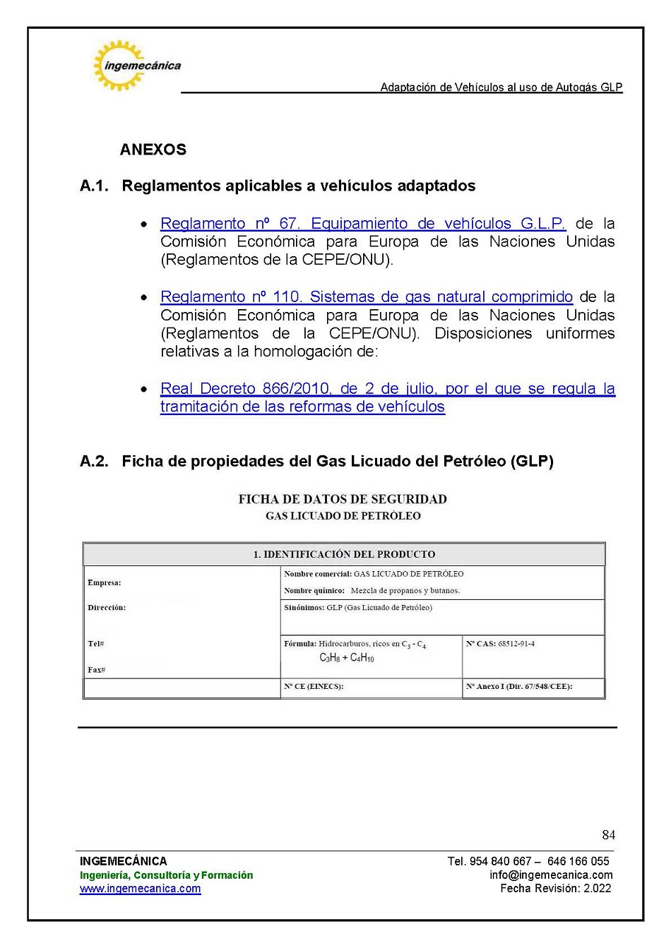 Curso para la Adaptacin de Vehculos al uso de Autogs GLP. Pgina 84