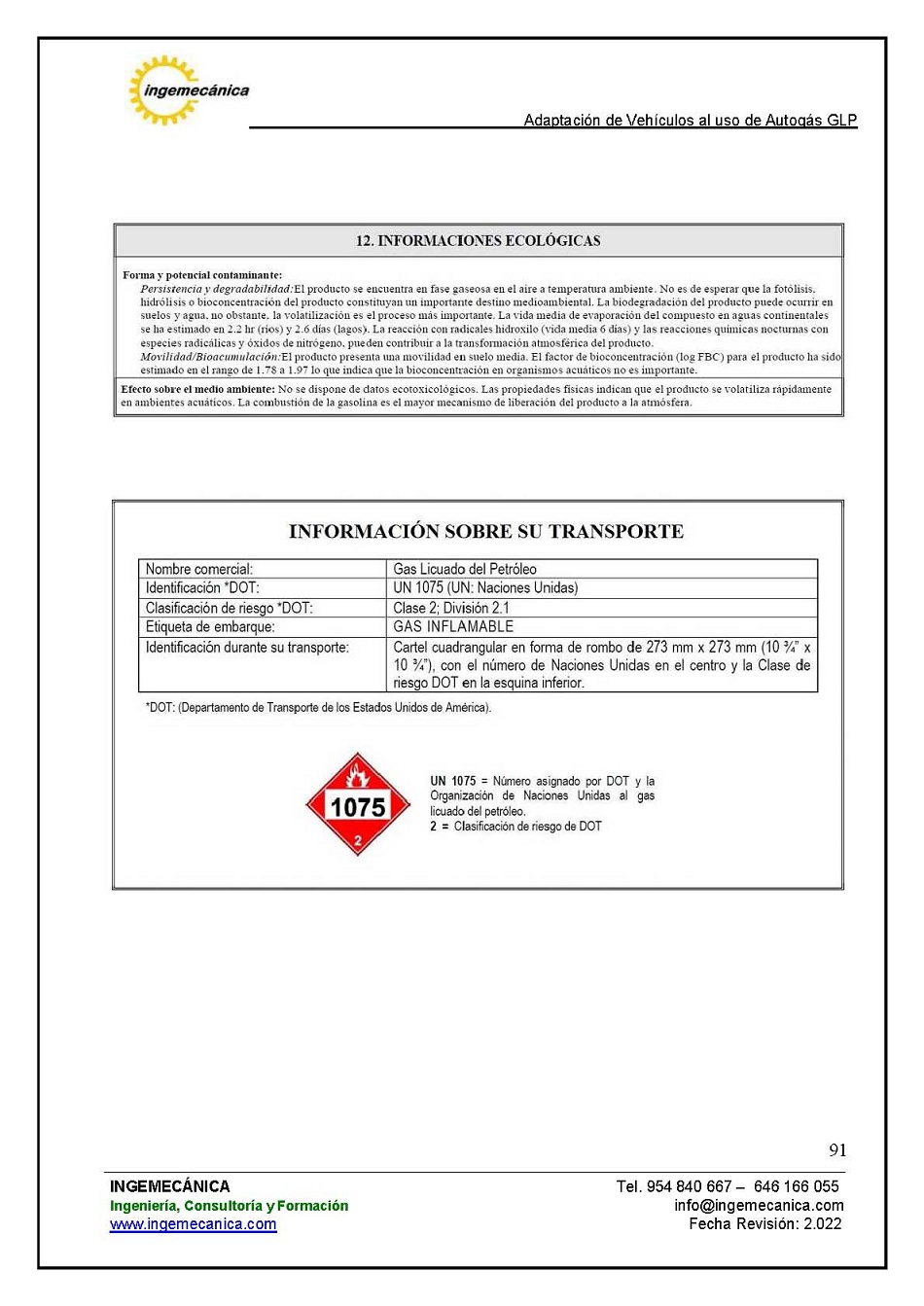 Curso para la Adaptacin de Vehculos al uso de Autogs GLP. Pgina 91