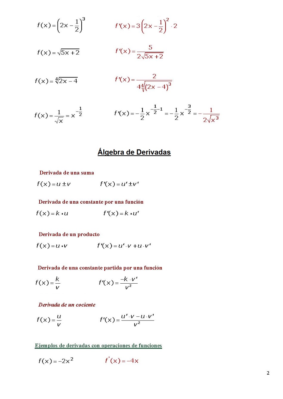 Reglas de derivacin. Pgina 02