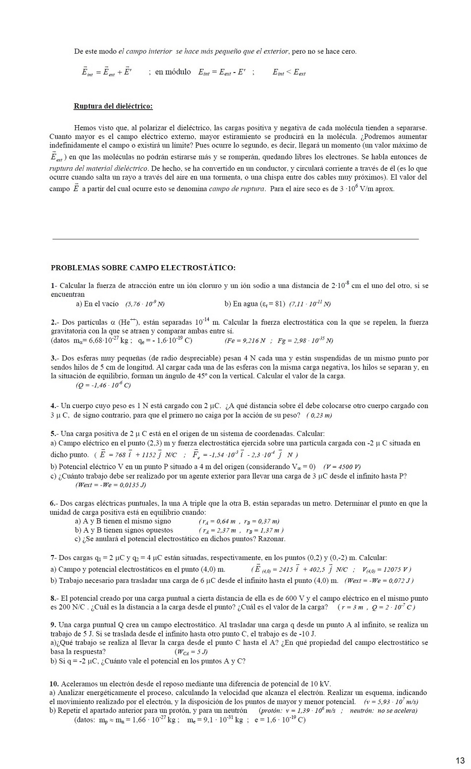 Interaccin electrosttica. Pgina 13