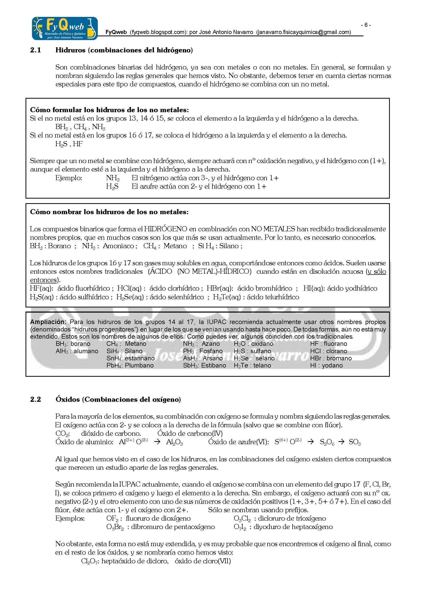 Formulacin Inorgnica