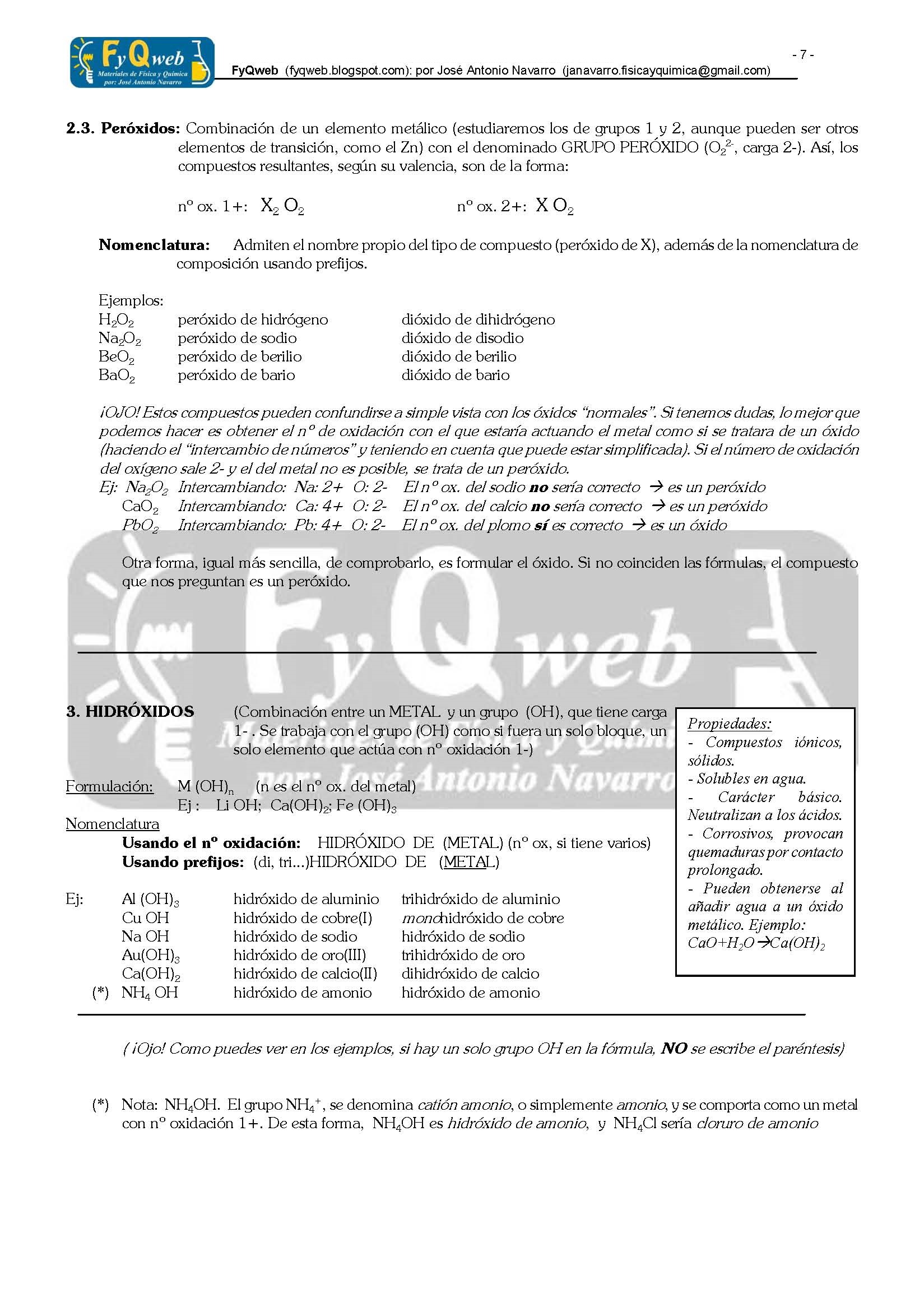 Formulacin Inorgnica