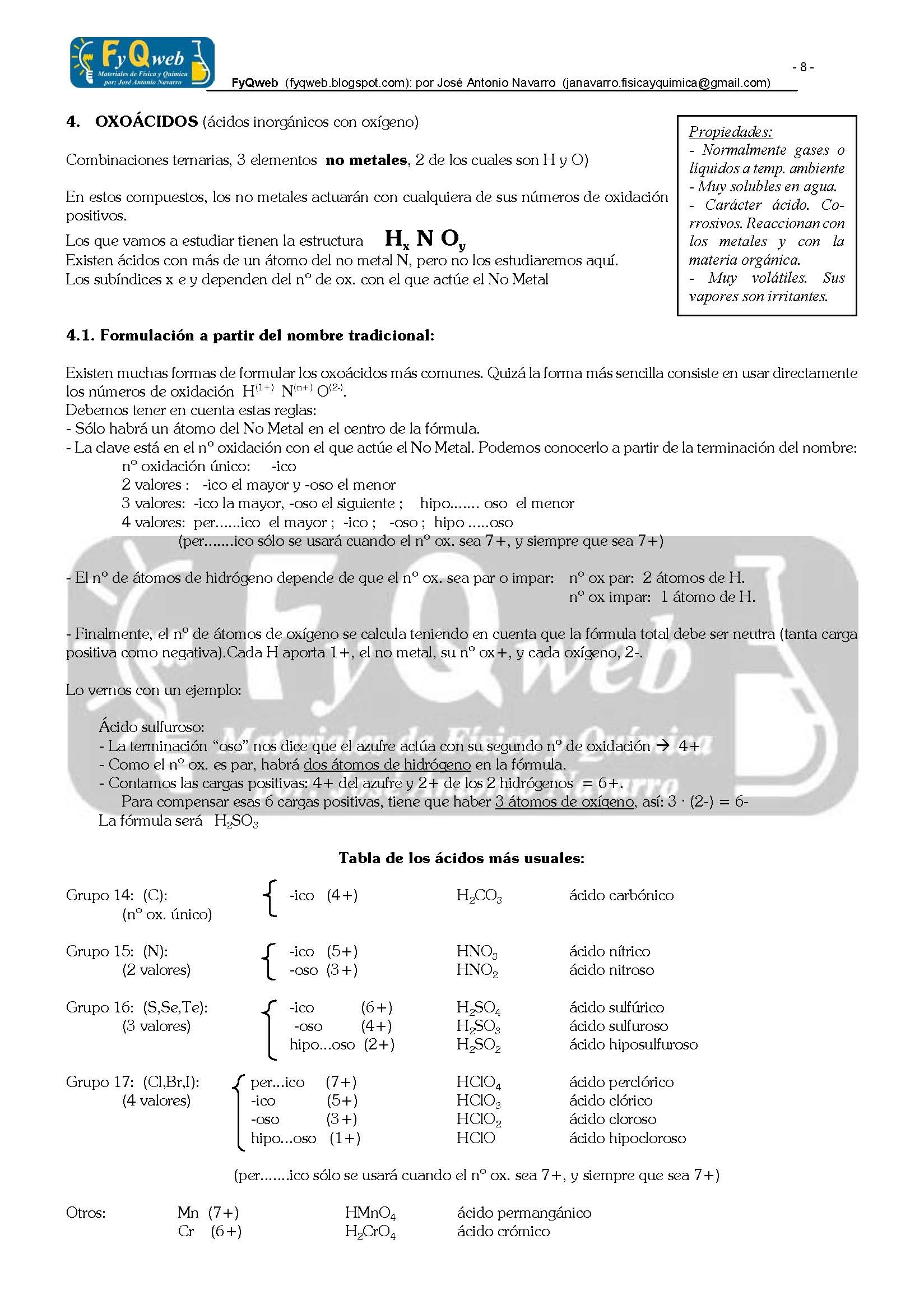 Formulacin Inorgnica