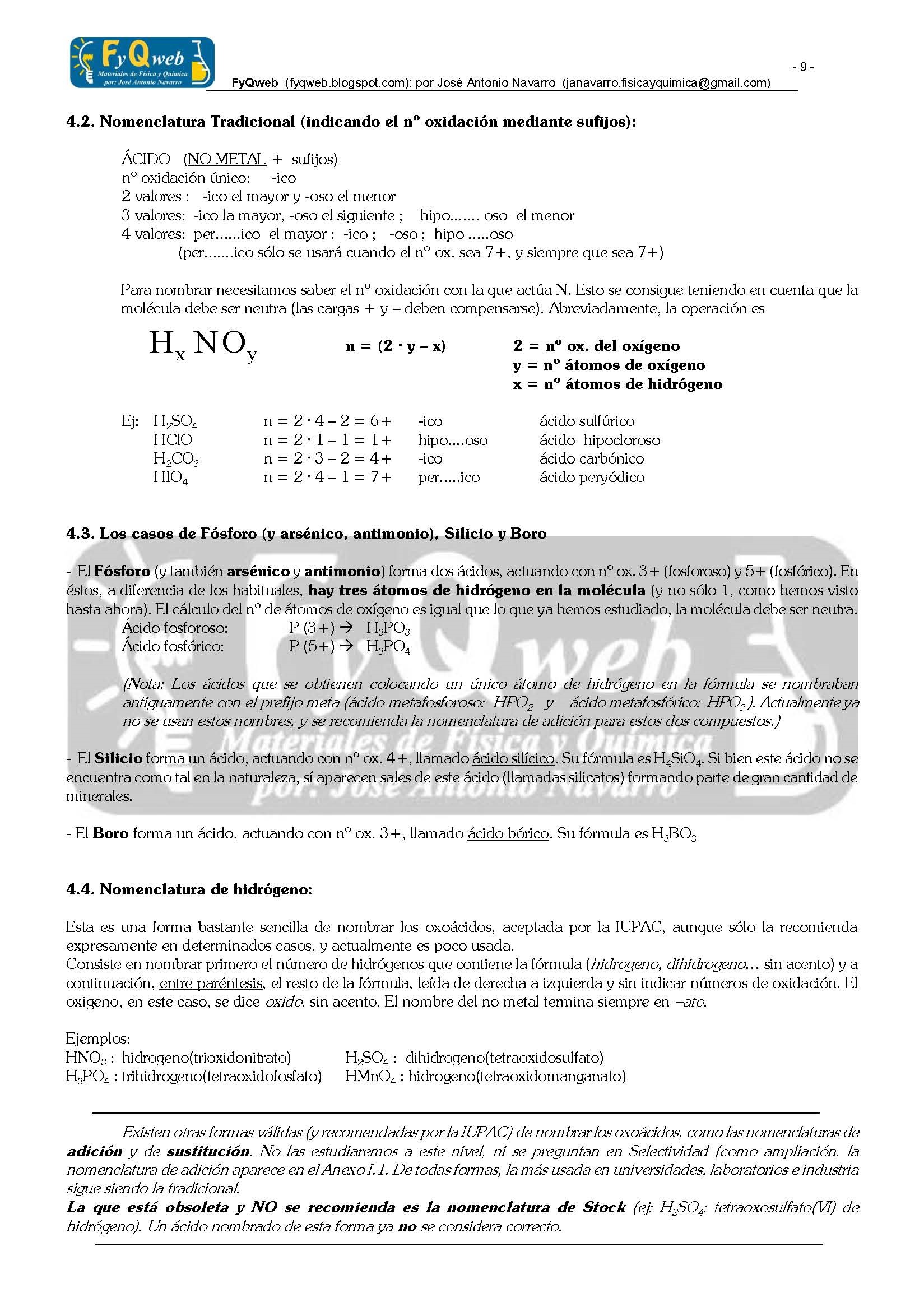 Formulacin Inorgnica