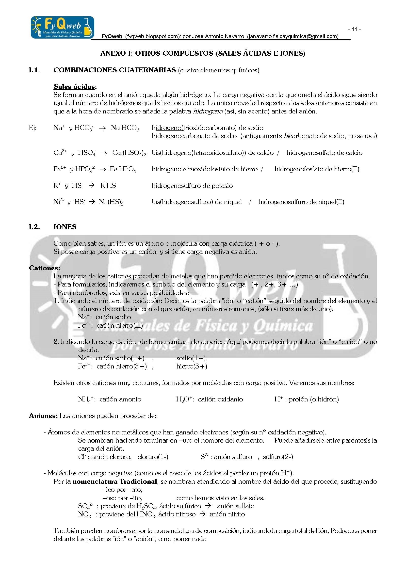 Formulacin Inorgnica