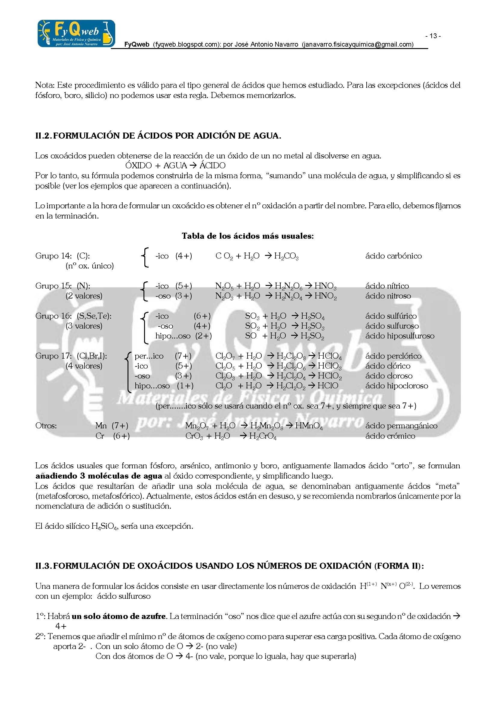 Formulacin Inorgnica