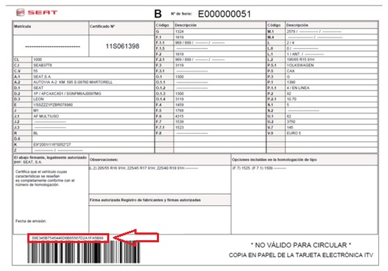 Tarjeta ITV electrnica