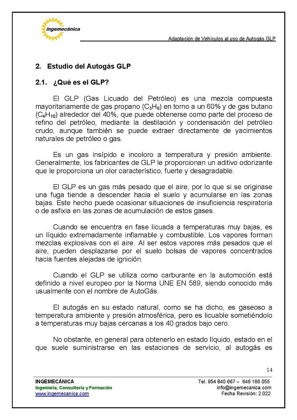 Curso para la Adaptacin de Vehculos al uso de Autogs GLP. Pgina 14