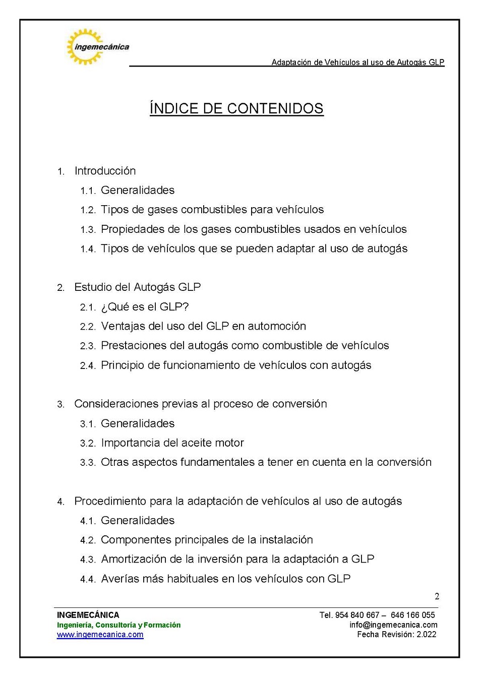 Curso para la Adaptacin de Vehculos al uso de Autogs GLP. Pgina 2