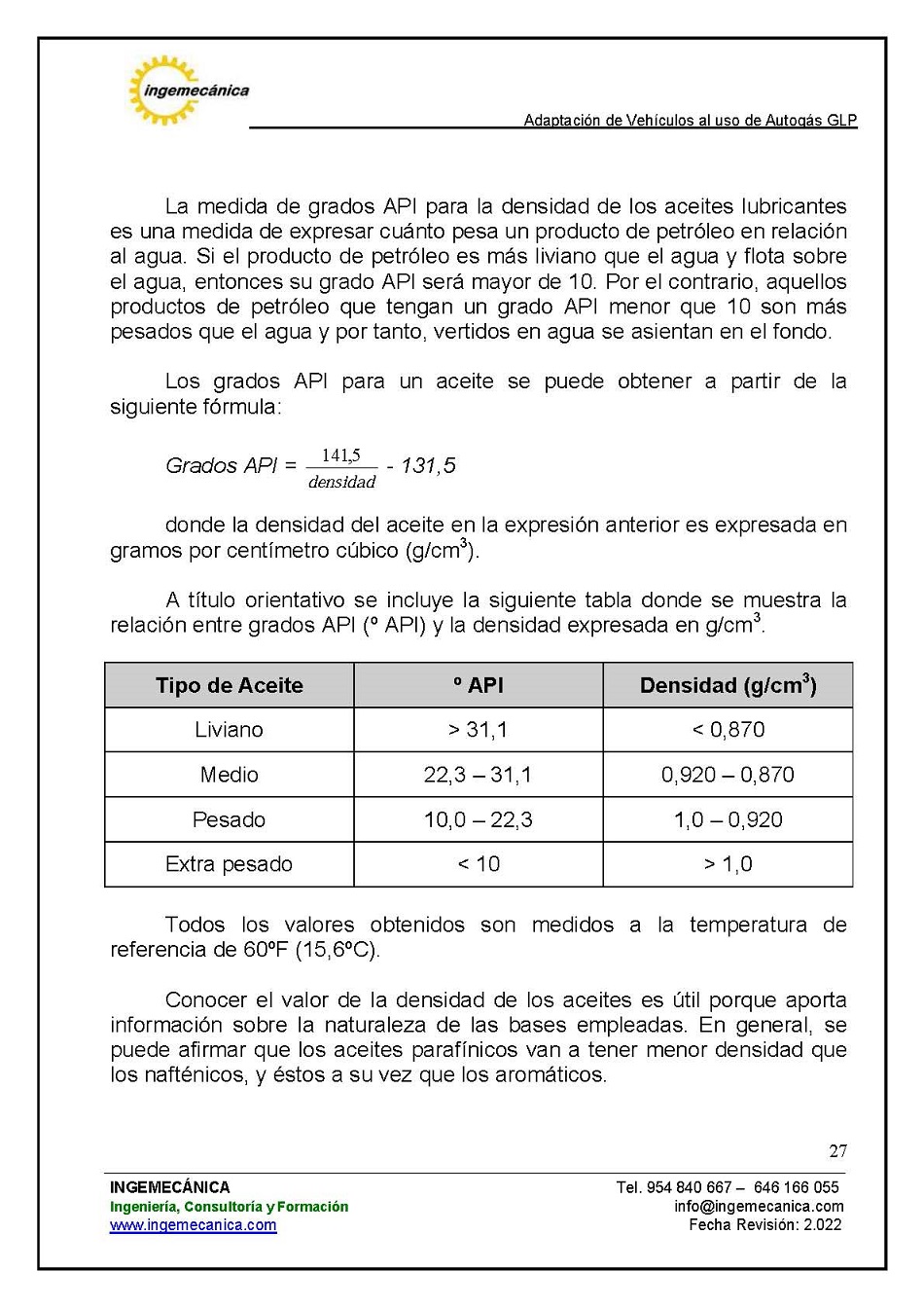 Curso para la Adaptacin de Vehculos al uso de Autogs GLP. Pgina 27