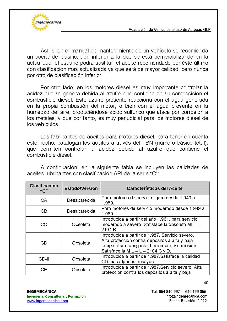 Curso para la Adaptacin de Vehculos al uso de Autogs GLP. Pgina 40