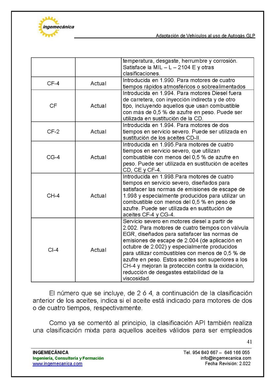 Curso para la Adaptacin de Vehculos al uso de Autogs GLP. Pgina 41