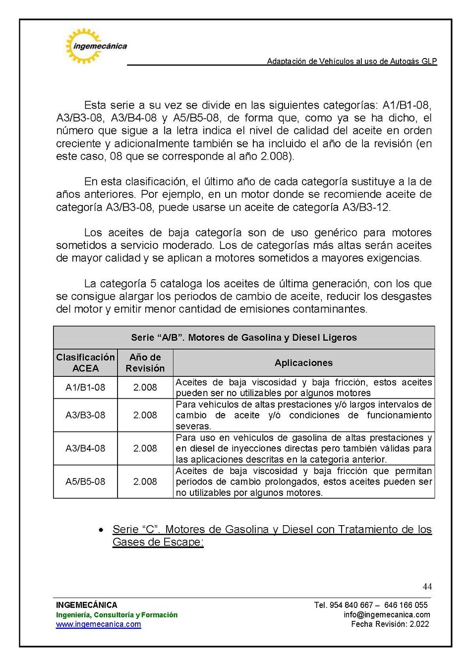 Curso para la Adaptacin de Vehculos al uso de Autogs GLP. Pgina 44