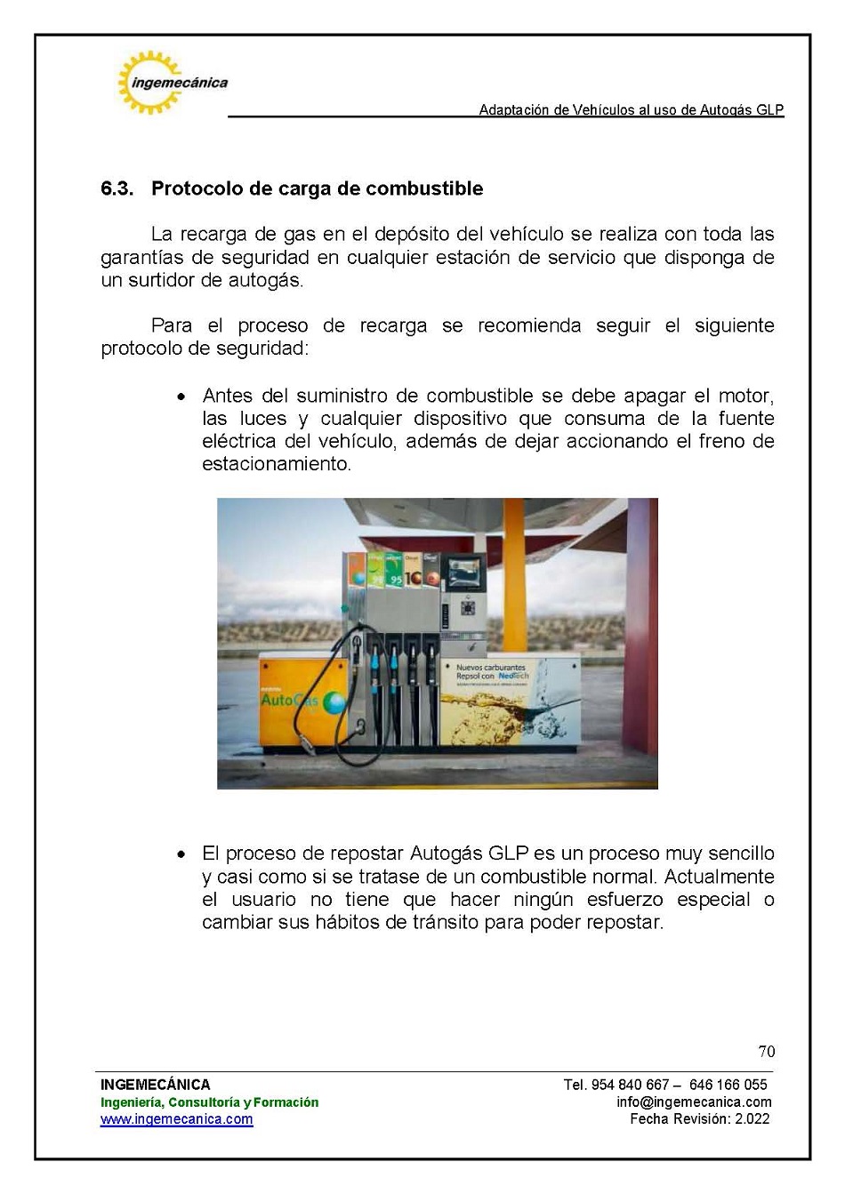 Curso para la Adaptacin de Vehculos al uso de Autogs GLP. Pgina 70