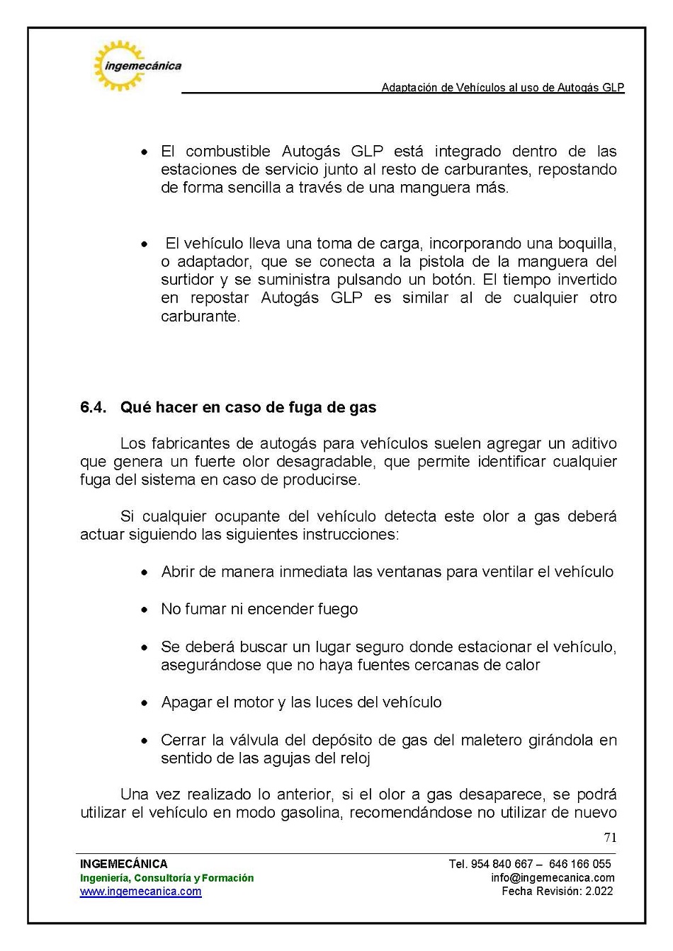 Curso para la Adaptacin de Vehculos al uso de Autogs GLP. Pgina 71