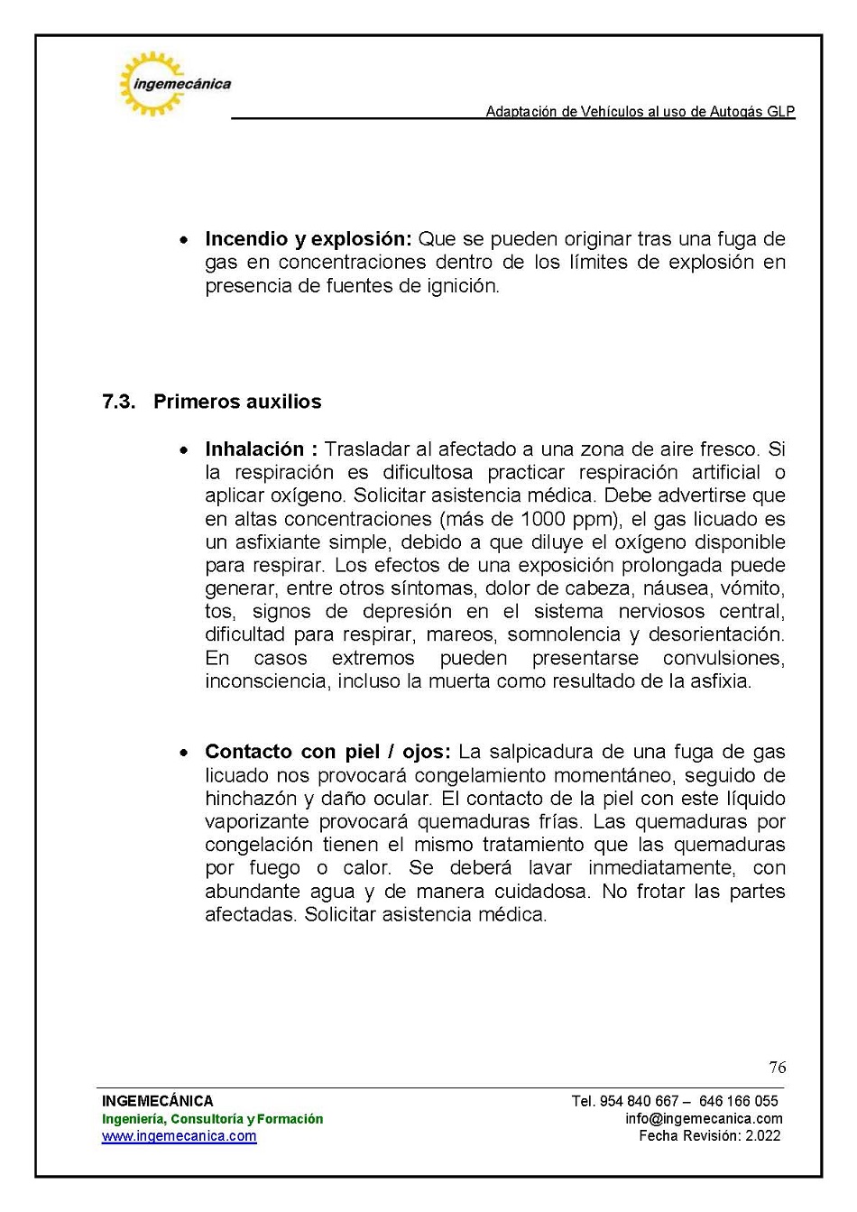 Curso para la Adaptacin de Vehculos al uso de Autogs GLP. Pgina 76