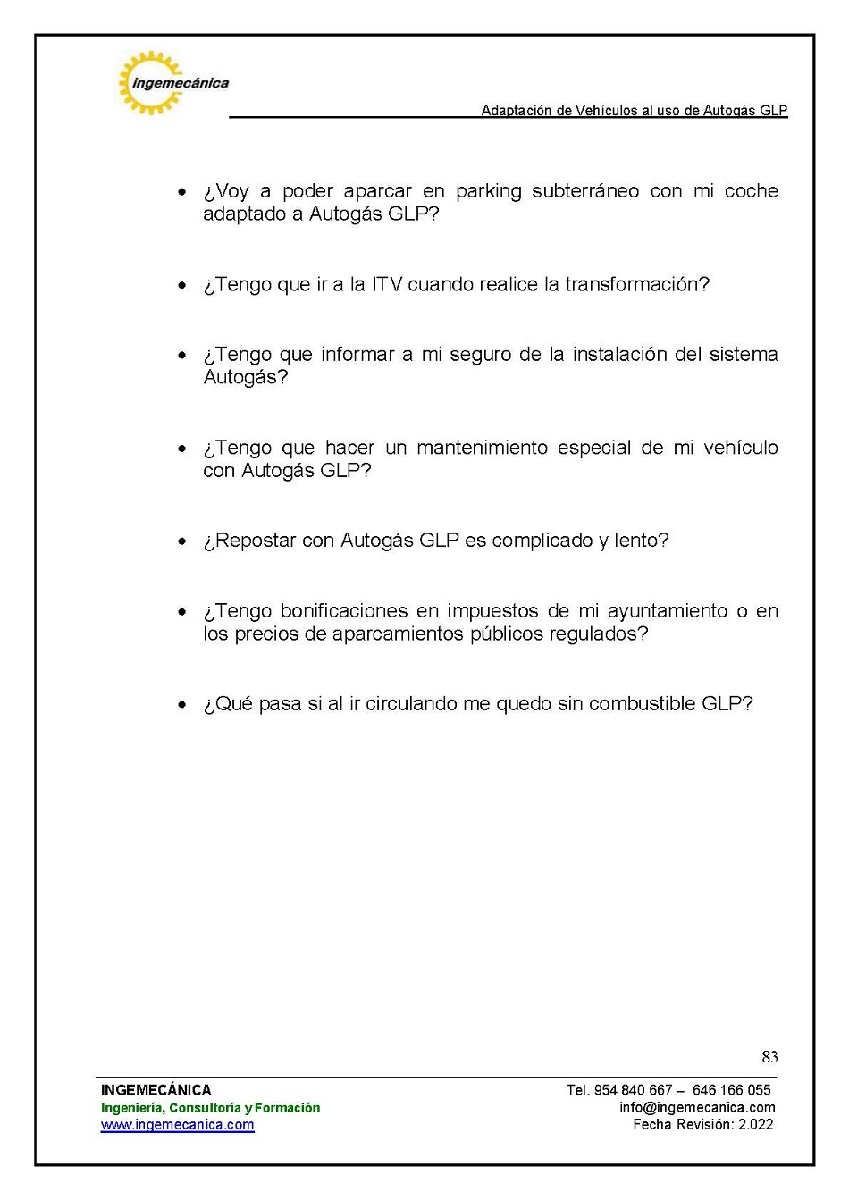 Curso para la Adaptacin de Vehculos al uso de Autogs GLP. Pgina 83