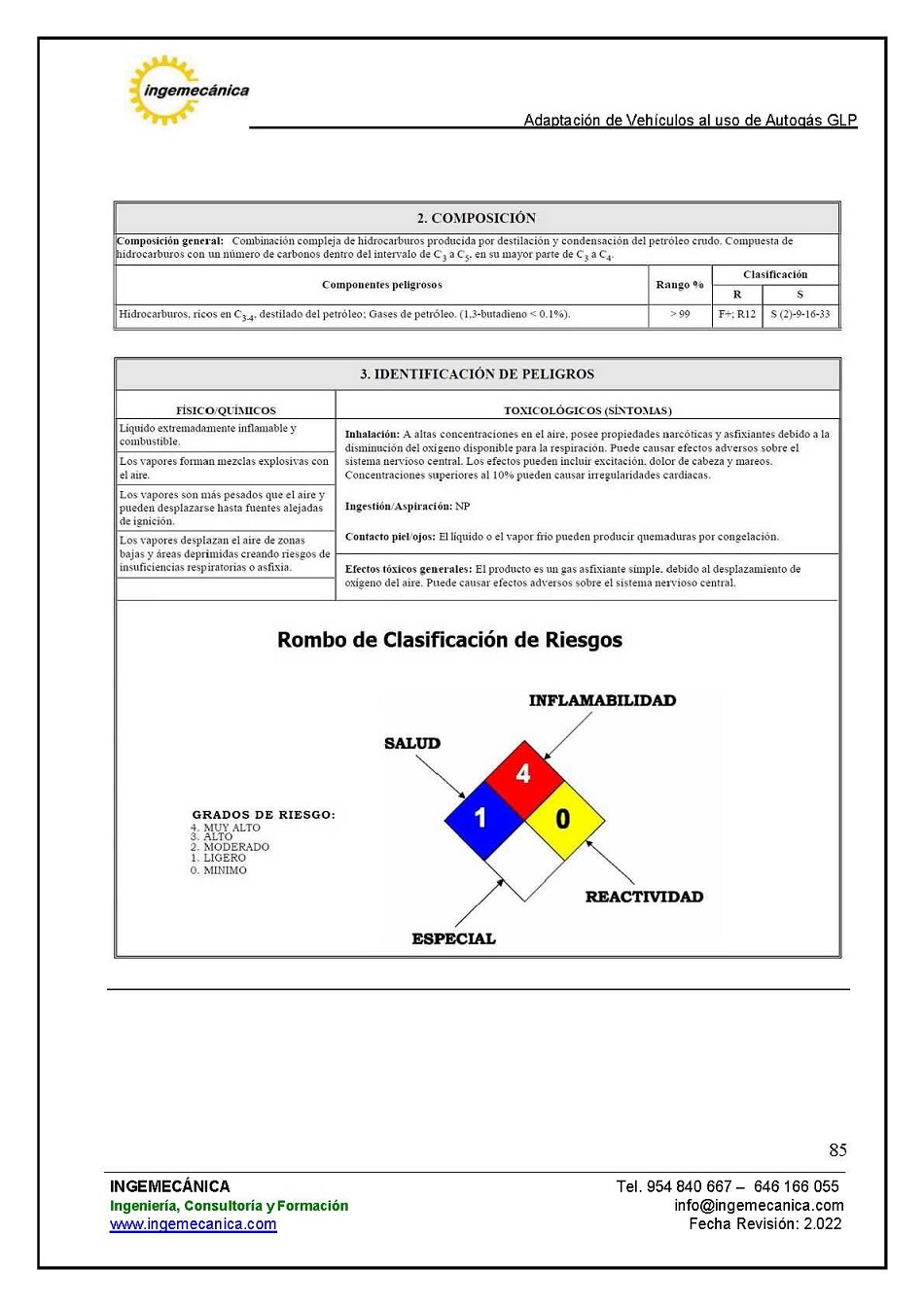 Curso para la Adaptacin de Vehculos al uso de Autogs GLP. Pgina 85