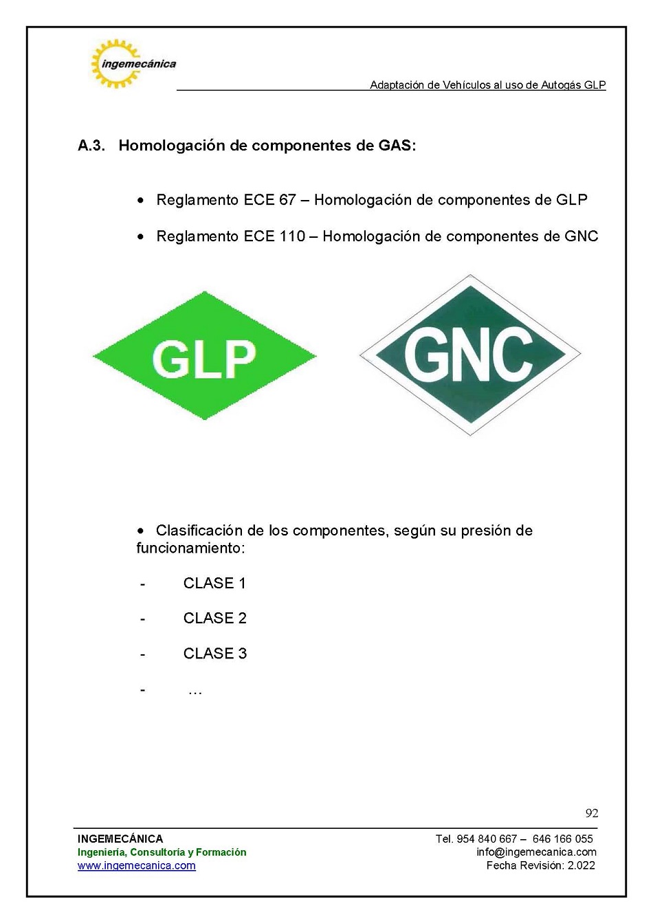 Curso para la Adaptacin de Vehculos al uso de Autogs GLP. Pgina 92