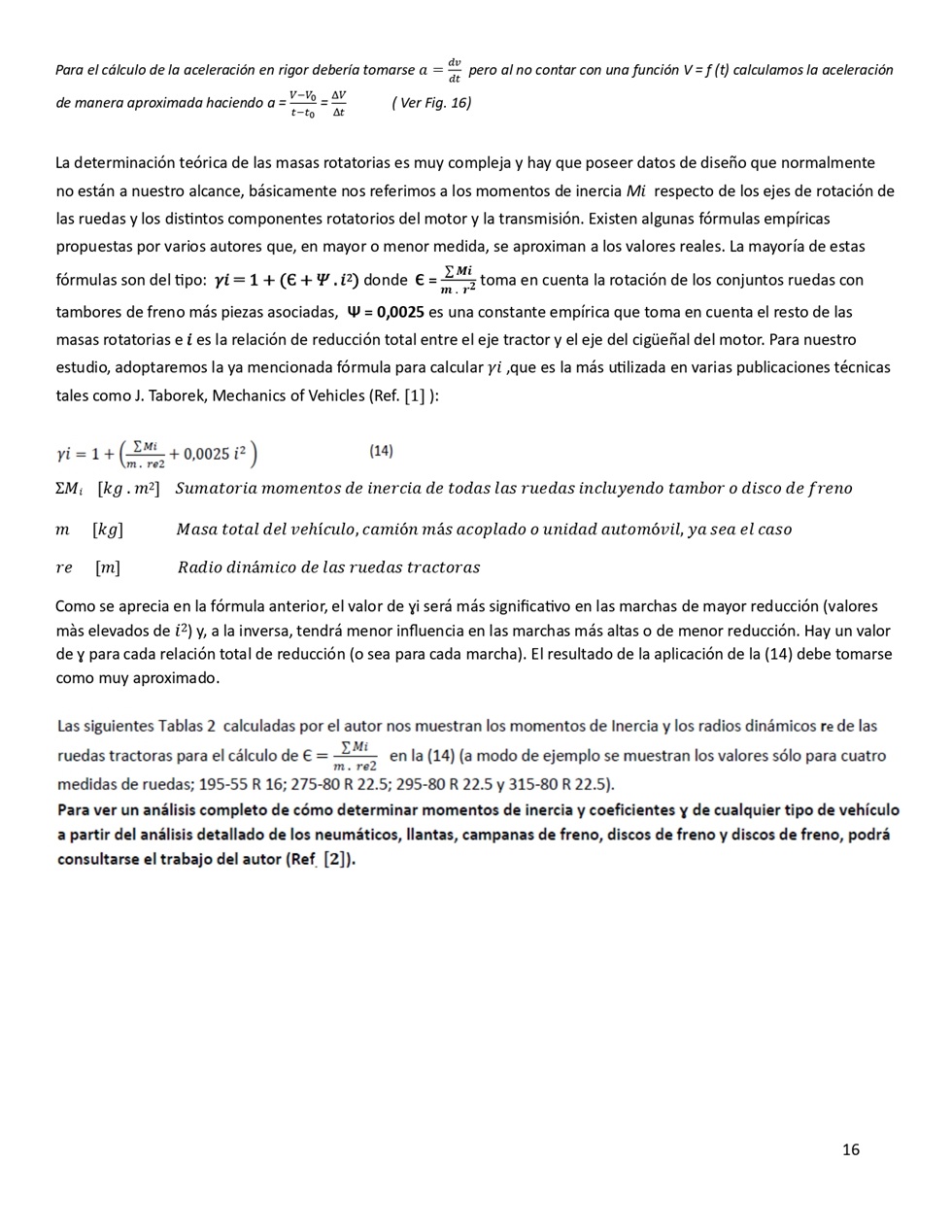 Clculo de la performance de camiones cargados. Pgina 16