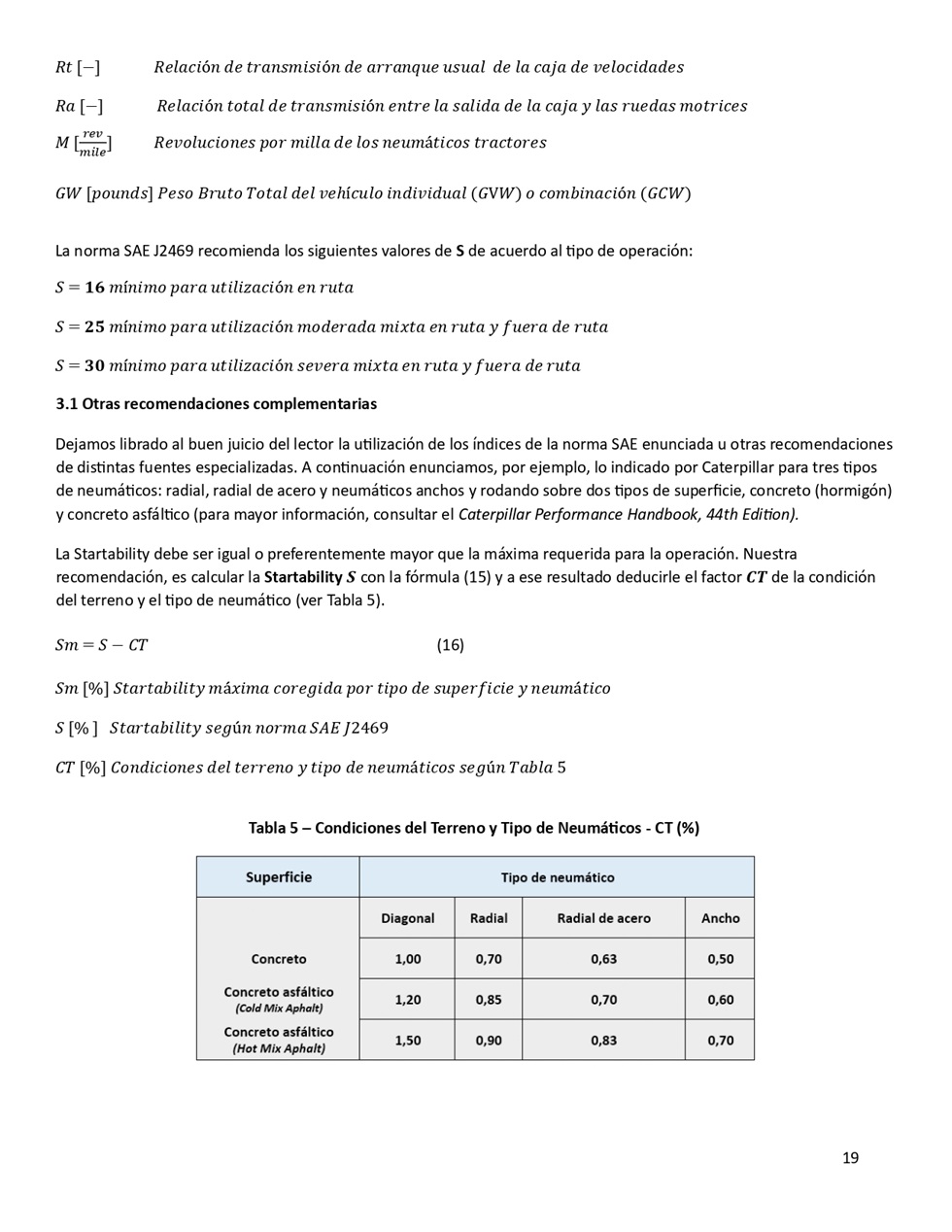 Clculo de la performance de camiones cargados. Pgina 19