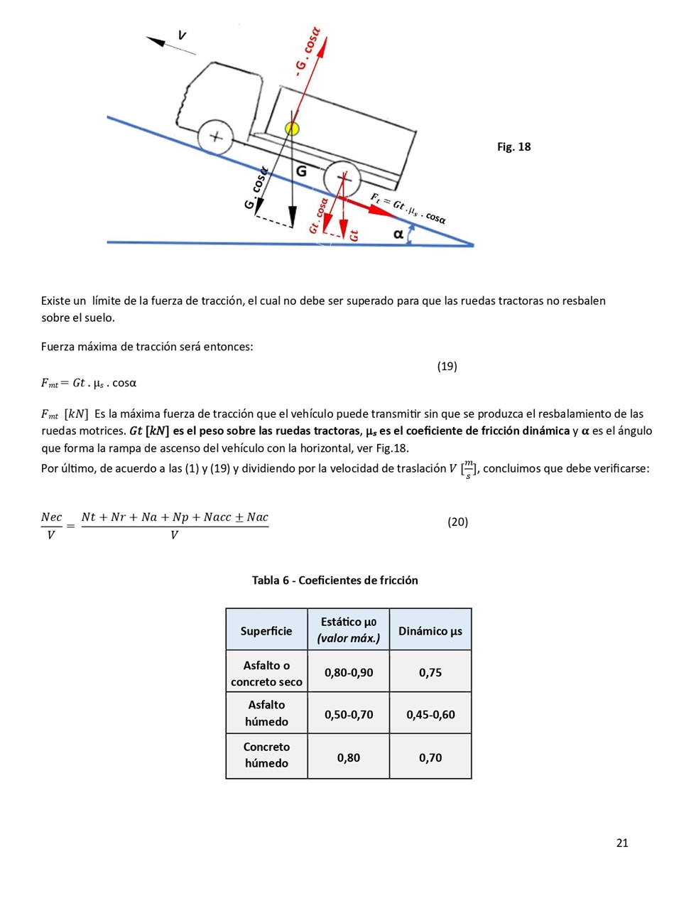 Clculo de la performance de camiones cargados. Pgina 21