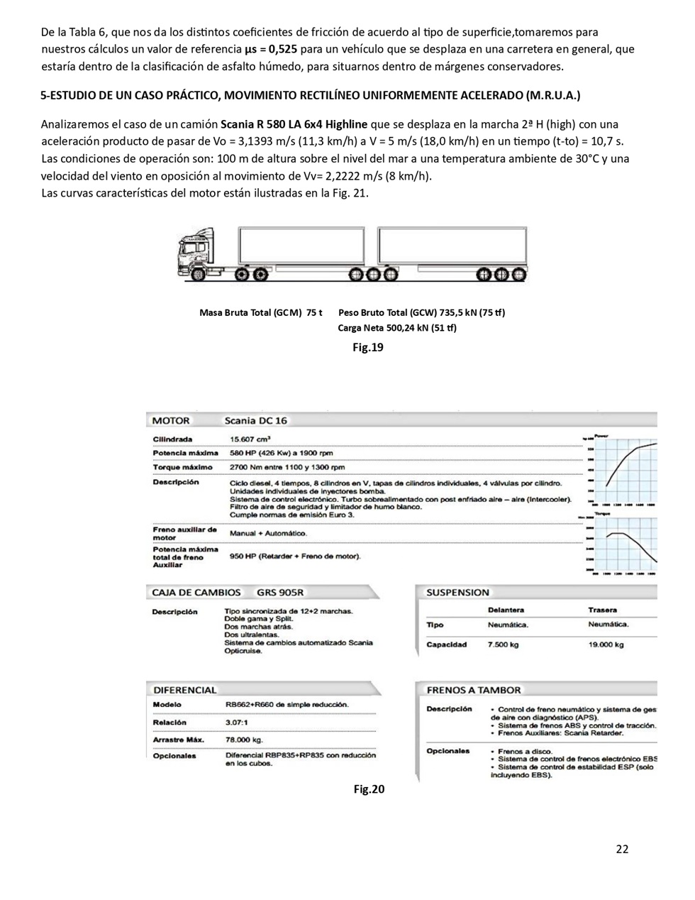 Clculo de la performance de camiones cargados. Pgina 22