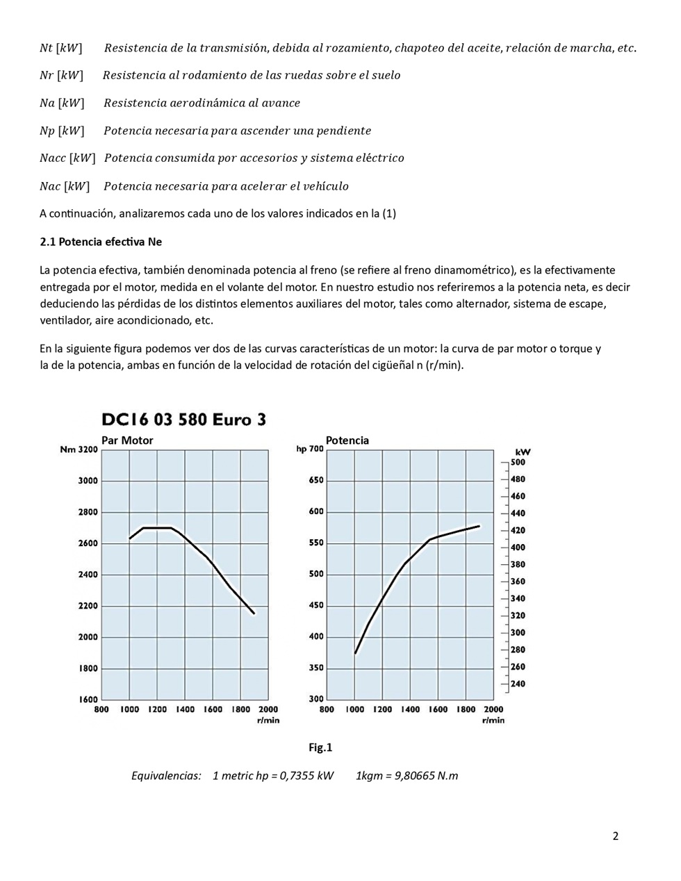 Clculo de la performance de camiones cargados. Pgina 02