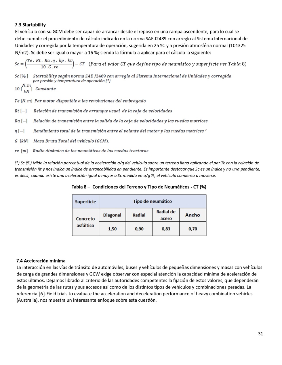 Clculo de la performance de camiones cargados. Pgina 31