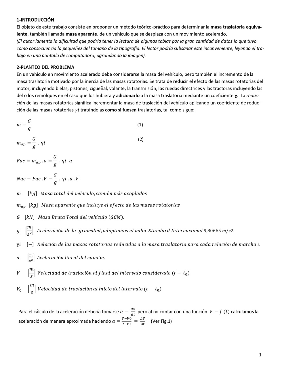 Aceleracin de vehculos. Pgina 01