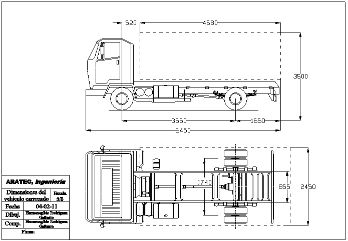 Planos de dimensiones del vehculo carrozado