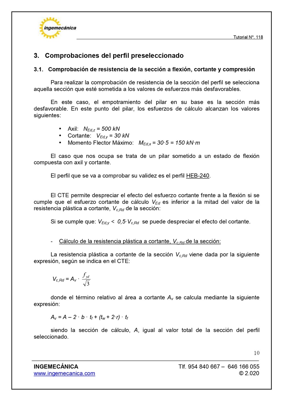 Clculo de pilar metlico sometido a flexin y compresin. Pgina 9