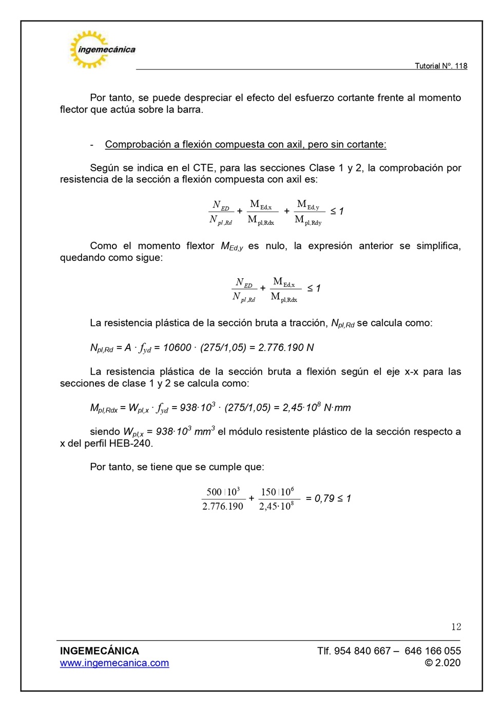 Clculo de pilar metlico sometido a flexin y compresin. Pgina 11