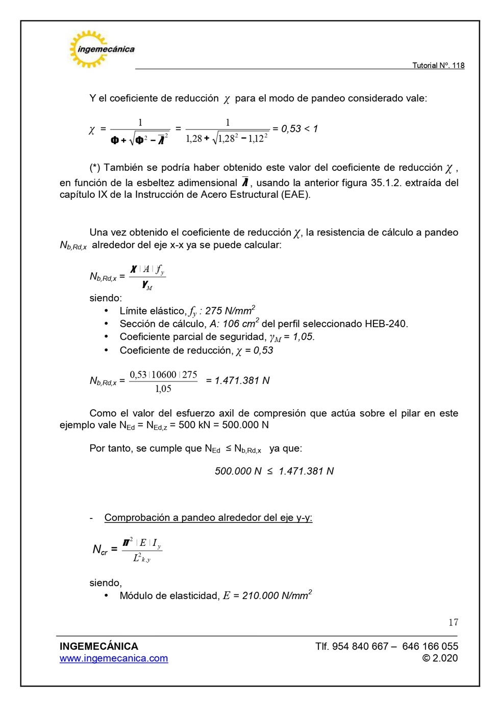 Clculo de pilar metlico sometido a flexin y compresin. Pgina 16