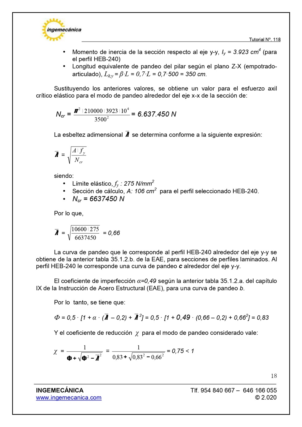 Clculo de pilar metlico sometido a flexin y compresin. Pgina 17