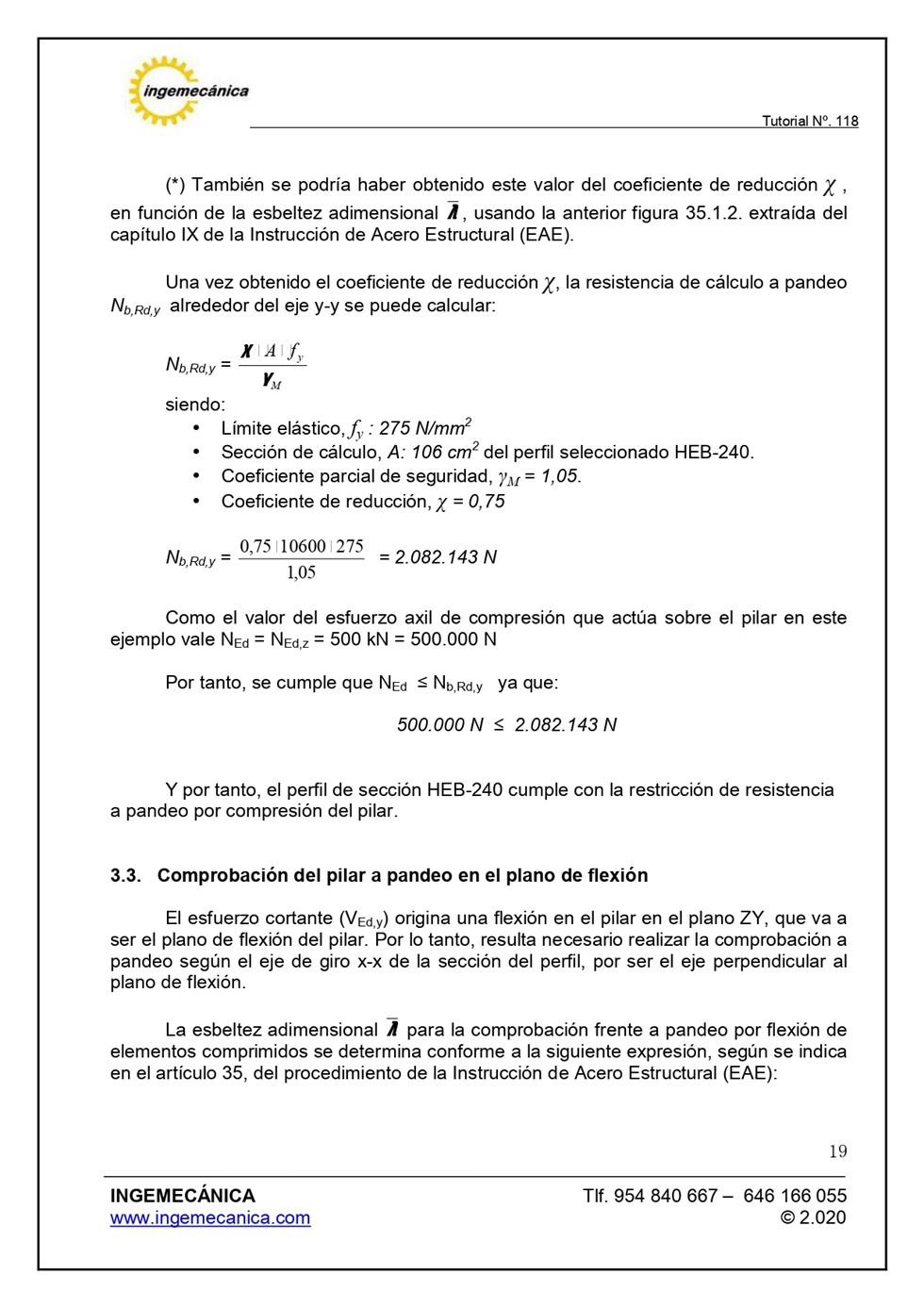 Clculo de pilar metlico sometido a flexin y compresin. Pgina 18