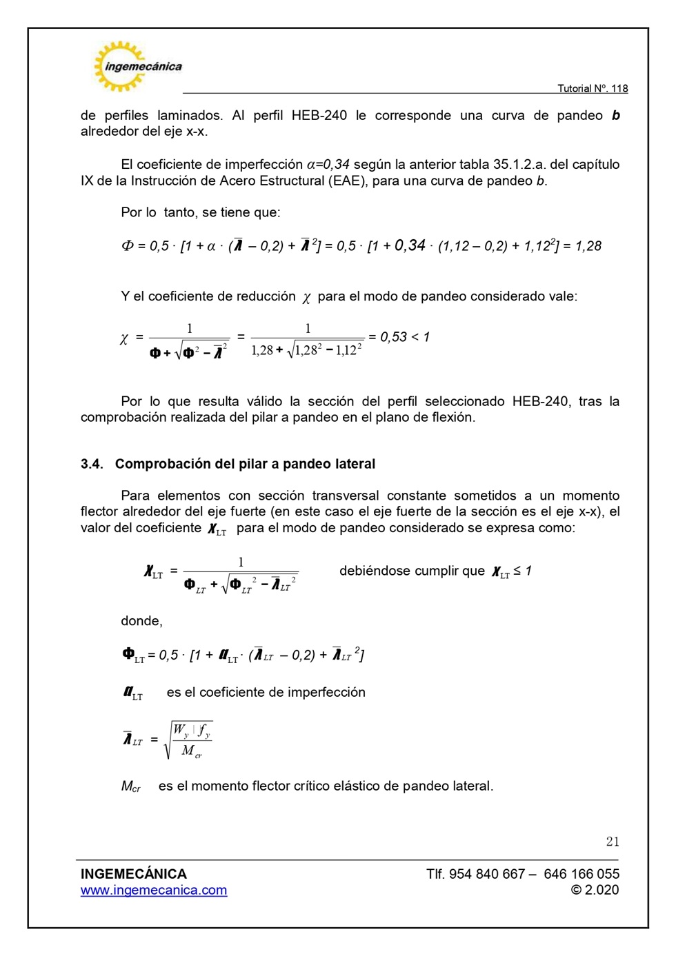 Clculo de pilar metlico sometido a flexin y compresin. Pgina 20