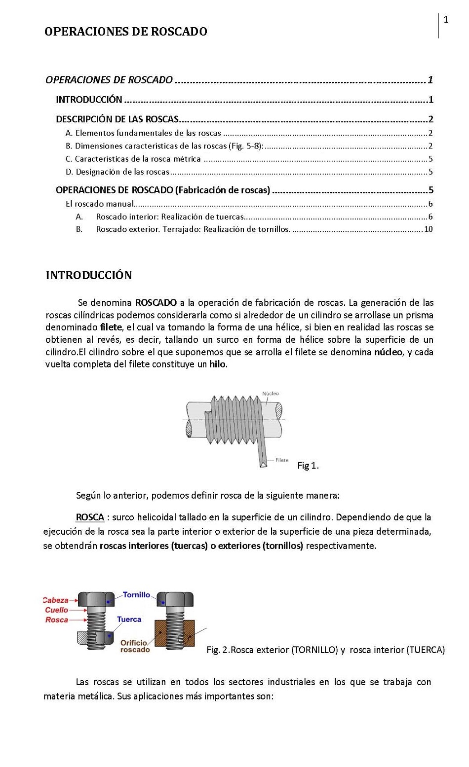 Fabricacin de Roscas. Pgina 01