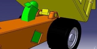 Esquema del eje de giro de la caja basculante de un veh�culo volquete