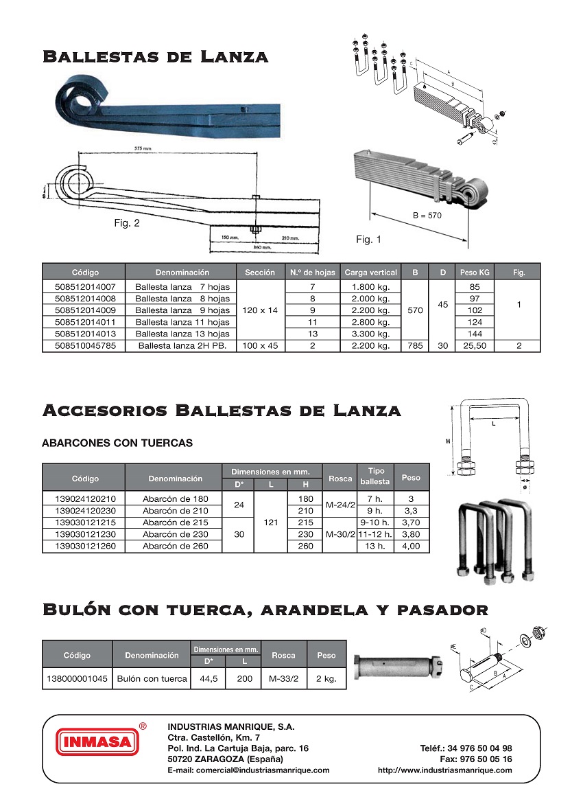 Ballestas de lanza y abarcones con tuercas