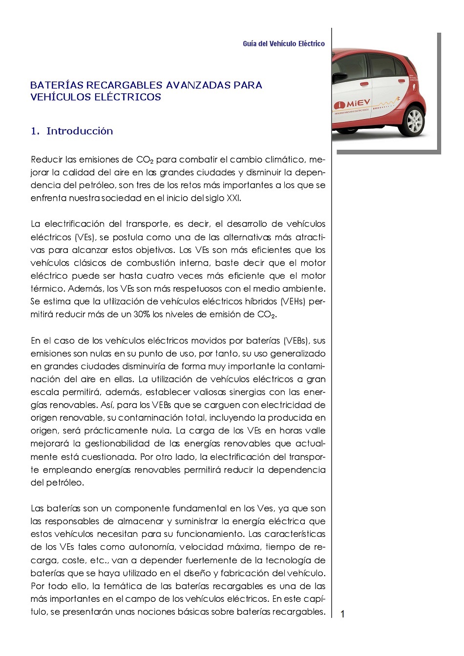 Bateras Recargables Avanzadas para Vehculos Elctricos. Pgina 01